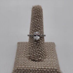 Size 8 Sterling Silver Brilliant Oval Cubic Zirconia Band Ring A3480